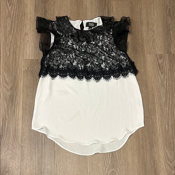 Prabal Gurung Black Lace and White Blouse - Picture 1 of 4